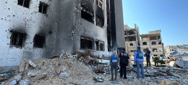 A UN team assesses damage to medical facilities in Gaza. — courtesy WHO