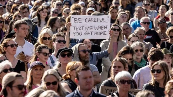 Large numbers of people demonstrated in Melbourne on Sunday