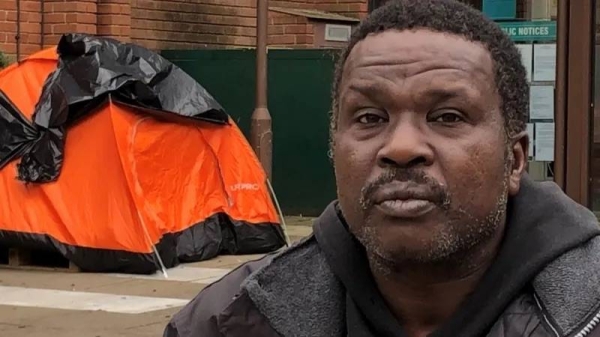 Ali Ibrahim slept outside the West Berkshire Council offices. — courtesy