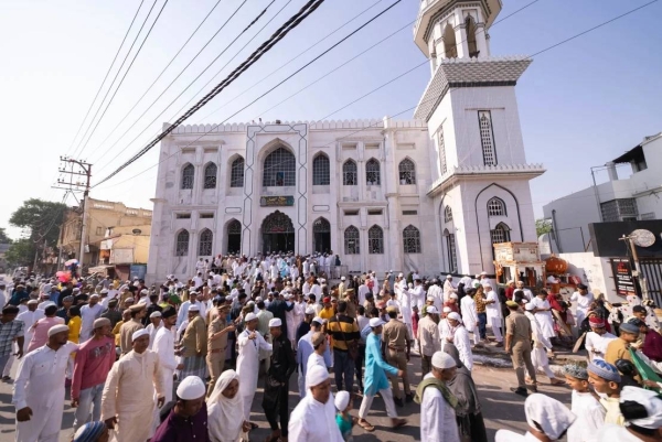 Muslims in Varanasi pray during Eid, which marks the end of the holy month of Ramadan