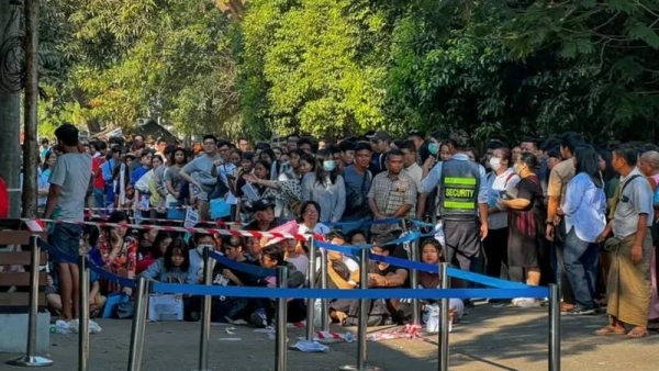There were long queues outside foreign embassies in Yangon in February