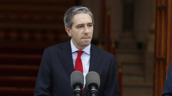 Irish Prime Minister Simon Harris, pictured in Dublin, Ireland, on May 22, declared that Spain, Norway and Ireland would recognize a Palestinian state