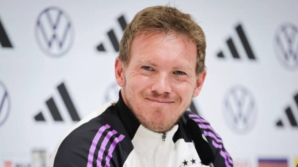 Germany's head coach Julian Nagelsmann attends a press conference of the German national soccer team in Herzogenaurach, Germany,