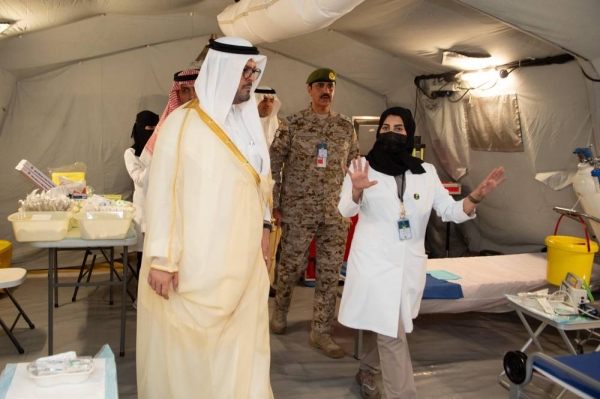 Prince Saud bin Mishal, deputy emir of Makkah, visits a health facility during his inspection tour of the Holy Sites on Sunday.
