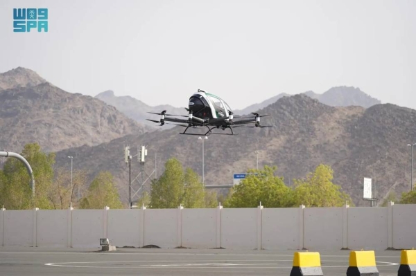 Minister of Transport and Logistics and Chairman of the Board of Directors of the General Authority of Civil Aviation (GACA) Eng. Saleh Al-Jasser inaugurated the experiment of self-driving flying taxi at the Holy Sites on Wednesday.