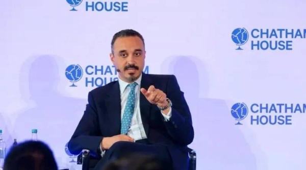 Prince Khalid bin Bandar bin Sultan, Saudi ambassador to Britain, speaking at the Chatham House in London on Thursday.
