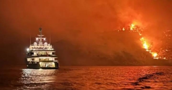 Superyacht crew arrested for sparking wildfire on Greek island
