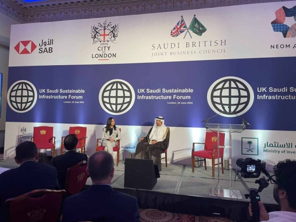 Saudi Minister of Investment Khalid Al-Falih attends UK-Saudi Sustainable Infrastructure Forum in London on Monday.
