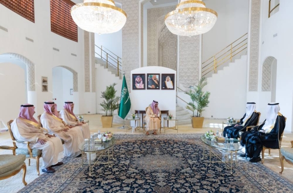 Saudi Minister of Foreign Affairs Prince Faisal bin Farhan attending the oath-taking ceremony of Consuls General-Designate Abdullah Al-Hamdan and Marzouq Al-Nafei in Riyadh on Thursday.