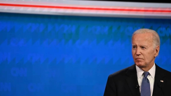 President Joe Biden during the debate at CNN's Atlanta studios on June 27, 2024