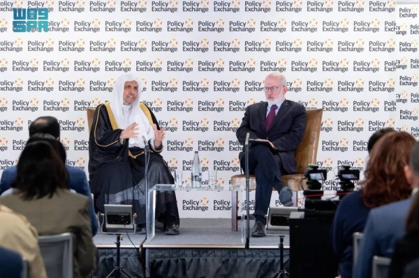 The Secretary-General of the Muslim World League (MWL) and Chairman of the Association of Muslim Scholars, Sheikh Dr. Mohammed Al-Issa speaking at the prestigious Policy Exchange research center in London.