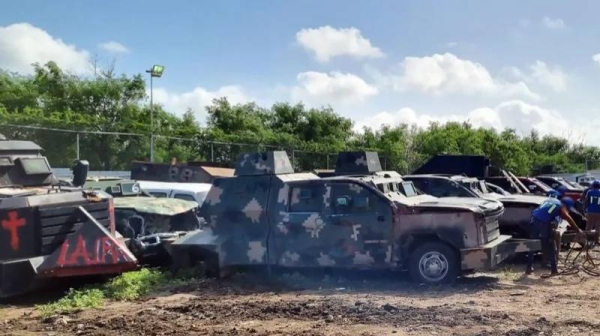 Some of the monster trucks boast battering rams