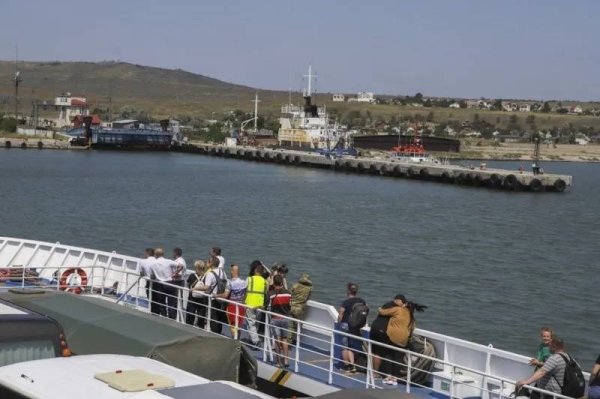 File pic of a ferry at Port Kavkaz in the southern Russian region of Krasnodar