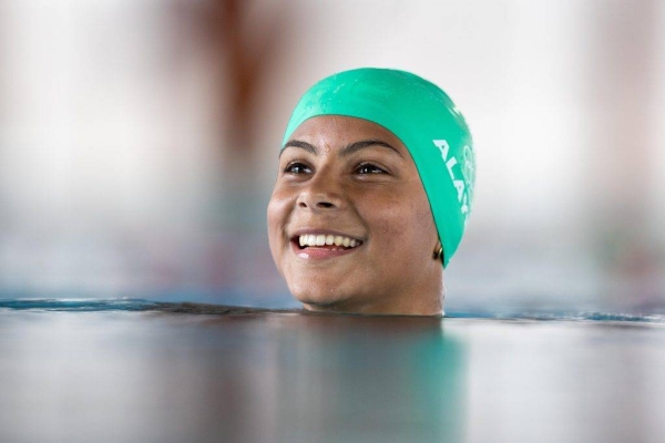 Swimmer Mashael Al-Ayed during her team camp in Normandy.