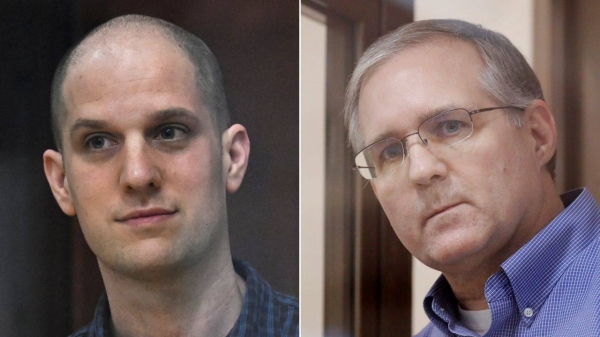 Wall Street Journal reporter Evan Gershkovich (left) and former US Marine Paul Whelan are part of the prisoner exchange between the US and Russia, according to the Turkish presidency.