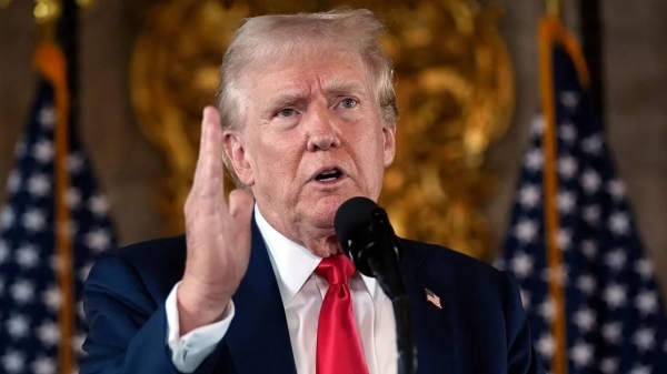 Former President Donald Trump speaks at a news conference at his Mar-a-Lago estate in Palm Beach, Florida, on August 8, 2024