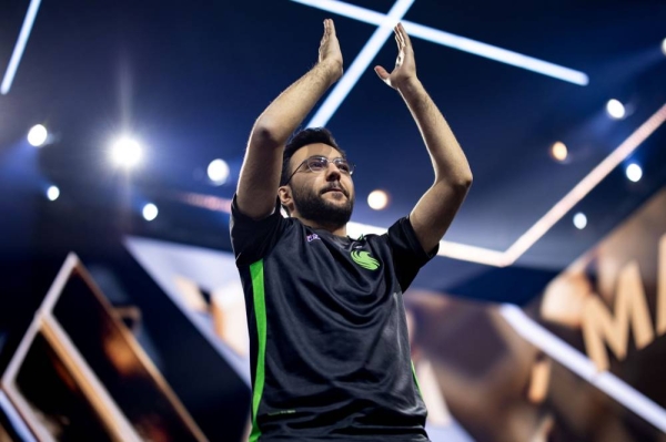 Mossad Aldossary celebrating Team Falcons as they become the first-ever Esports World Cup Club Champions. (Supplied) 