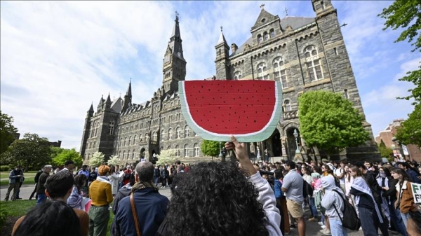 Pro-Palestinian protesters rally at Georgetown University, call for divestment from Israel