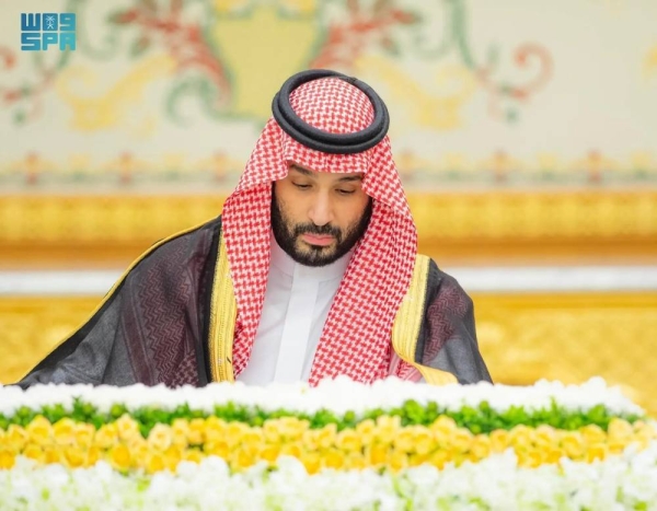 Crown Prince and Prime Minister Mohammed bin Salman chairs the Cabinet session in Riyadh on Tuesday.
