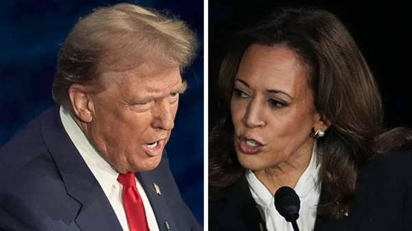 Republican presidential nominee former President Donald Trump and Democratic presidential nominee Vice President Kamala Harris during the duel.