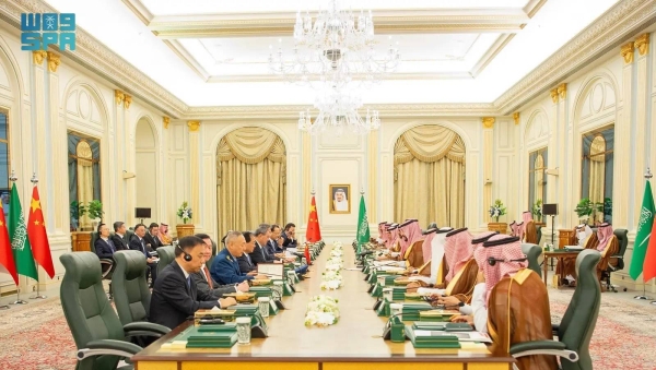 Saudi Crown Prince and Prime Minister Mohammed bin Salman receives Chinese Premier Li Qiang in Riyadh on Wednesday.
