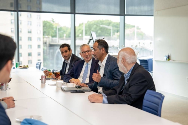 Saudi Minister of Industry and Mineral Resources Bandar Alkhorayef attends an interactive session at Columbia University in New York.