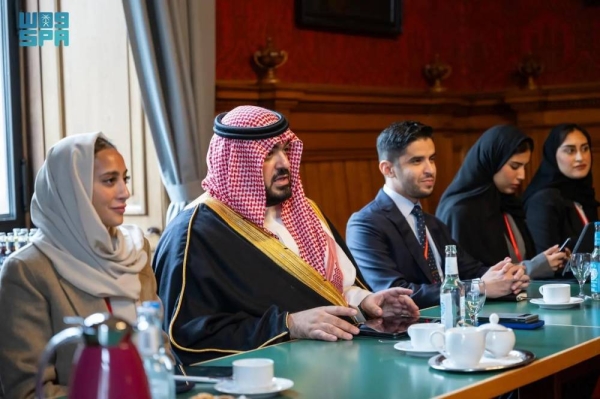 Saudi delegation, headed by Minister of Economy and Planning Faisal Alibrahim, during the talks with United Nations Development Program (UNDP) Administrator Achim Steiner in Hamburg.