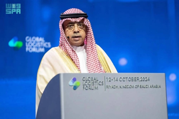 Abdulaziz Al-Duailej, president of the General Authority of Civil Aviation, speaks at the Global Logistics Forum 2024 in Riyadh on Sunday.

