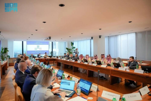 Saudi Minister of Industry and Mineral Resources Bandar Alkhorayef addressing the roundtable meeting organized by the General Confederation of Italian Industry in Rome on Wednesday.