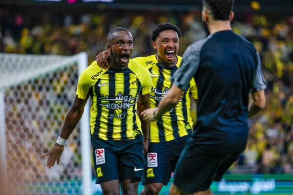 Moussa Diaby celebrates his first RSL goal.