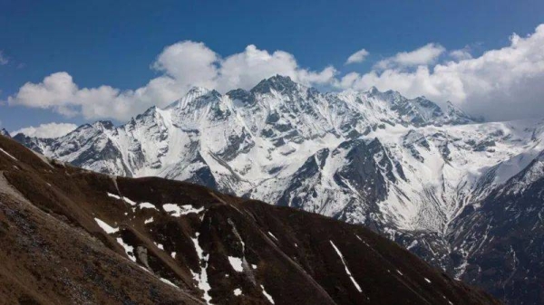 The 7,234m Langtang Lirung mountain sits alongside the Tsegro Ri, Kyanjin Ri and Yubra Himal peaks in the Nepalese Himalayas