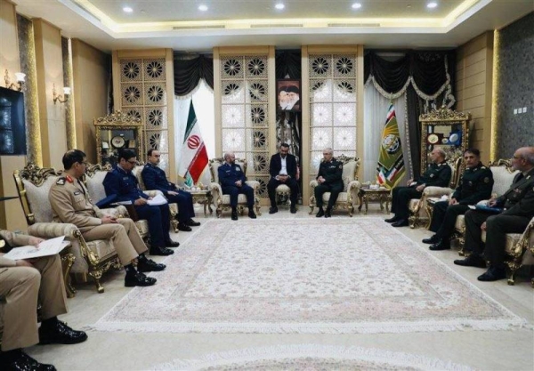Saudi Chief of the General Staff Gen. Fayyadh Al-Ruwaili holds talks with his Iranian counterpart Maj. Gen. Mohammad Bagheri in Tehran on Sunday.


