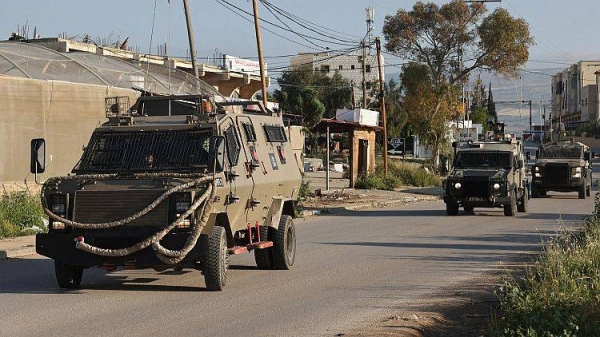 Israeli forces raid El Far'a camp, for Palestinian refugees, in the occupied West Bank, in April