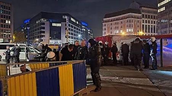 Police used water cannons against left-wing demonstrators protesting the arrival of far-right French politician Jordan Bardella in Brussels