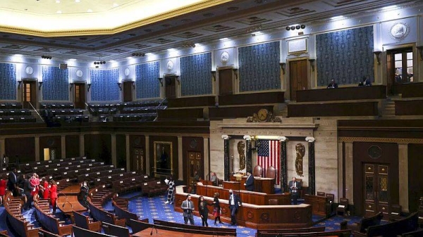 The chamber of the House of Representatives is seen before the State of the Union, Tuesday night, March 1, 2022, at the Capitol in Washington