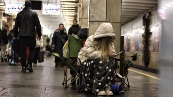 People hid in a Kyiv subway during Russia's latest attack