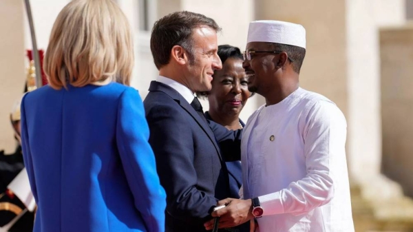 France's President Emmanuel Macron welcomes Chad's President General Mahamat Idriss Deby Itno for the 19th Francophonie summit in Villers-Cotterets, France, 4 October 2024