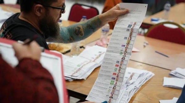 Irish general election votes being counted at Nemo Rangers GAA Club in Cork