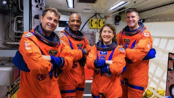 Nasa astronauts Reid Wiseman, Victor Glover, Christina Hammock Koch and Jeremy Hansen