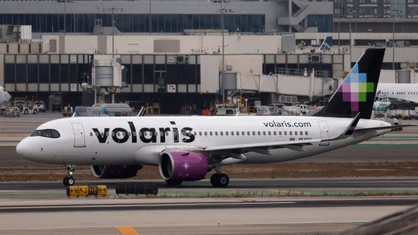 A Volaris Airbus A320 aircraft taxis at Los Angeles International Airport after arriving from San Salvador on September 19, 2024, in Los Angeles, California