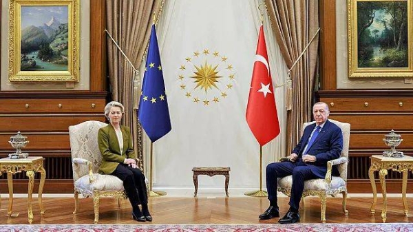 Ursula von der Leyen met with Recep Tayyip Erdoğan in Ankara on Tuesday