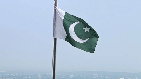 Pakistan's national flag flies over a lookout in Islamabad, Pakistan, on July 27, 2022