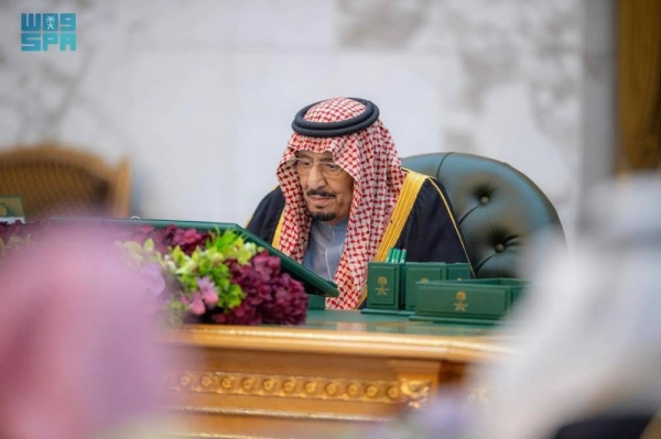 Custodian of the Two Holy Mosques King Salman chairs the Cabinet session in Riyadh on Tuesday.