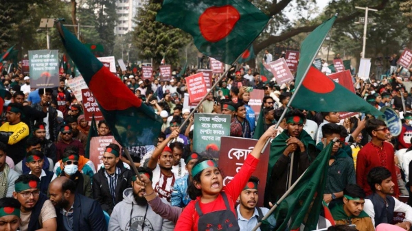 The Students Against Discrimination group holds the 'March for Unity' rally in Dhaka, Bangladesh, on December 31, 2024