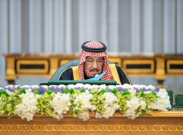 Custodian of the Two Holy Mosques King Salman chairs the Cabinet session in Riyadh on Tuesday.