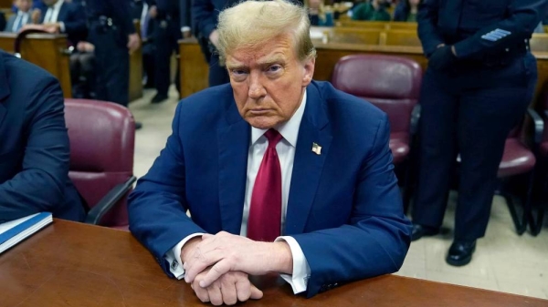 Donald Trump in court at his trial in New York City