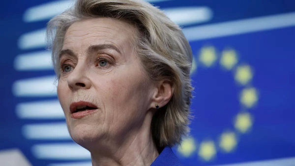 European Commission President Ursula von der Leyen addresses a media conference at the end of an EU summit in Brussels, Thursday, Dec. 19, 2024