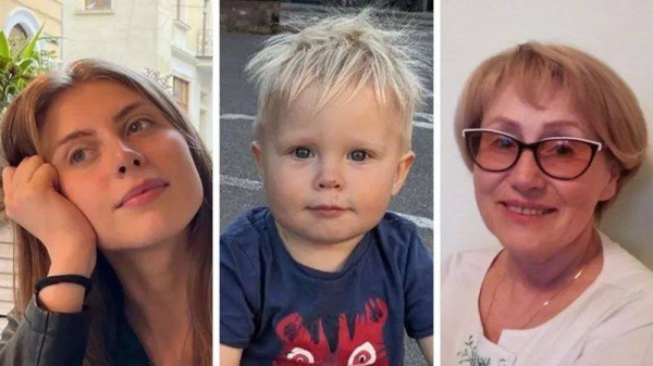 Sophiia Buhayova, 27, Adam Buhayov, 17 months, and Tetiana Tarasevych, 68, were all killed in a Russian bombing attack in Zaporizhzhia