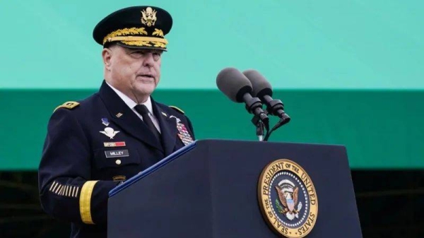 Gen Mark Milley speaks at a lectern