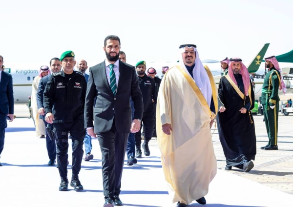 Syria’s president Ahmed al-Sharaa arrives in Saudi Arabia for first official visit